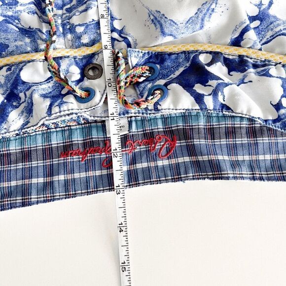 Robert Graham Mens Board Shorts Classic Fit Patterned Trunks Blue White Sz 34 - Picture 9 of 9